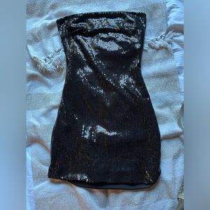 Black Sparkle, Strapless Dress